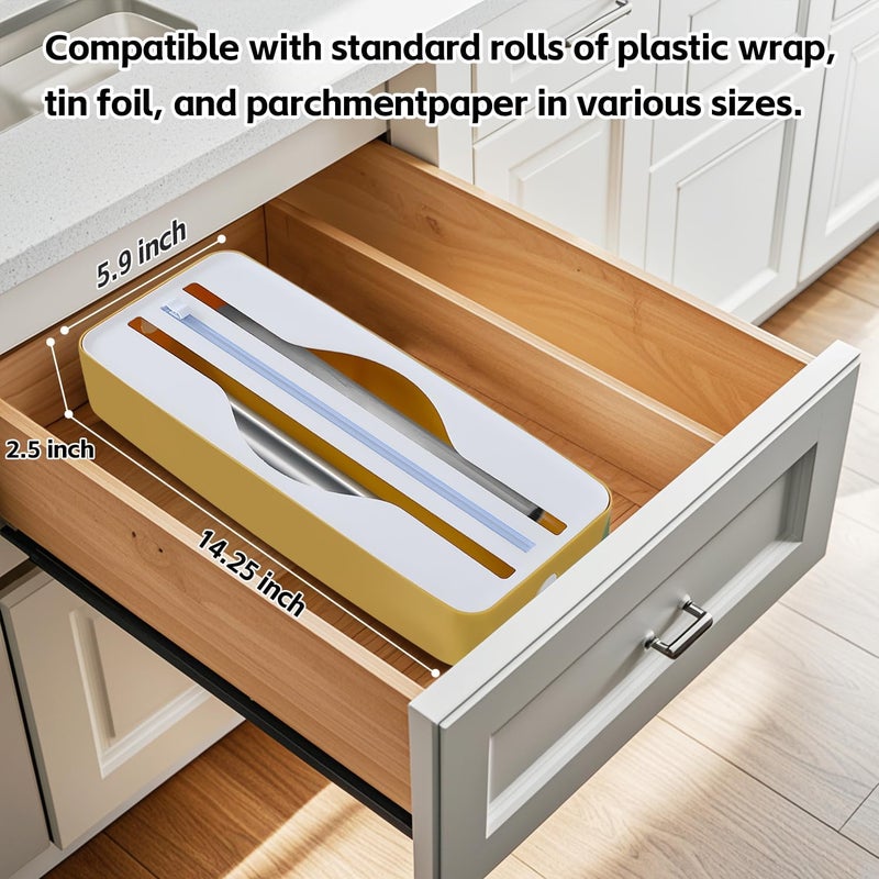 Sonile Dual-Slot Multifunctional Kitchen Cutter | For Cling Film, Aluminum Foil, and Parchment Paper Storage & Cutting | Easily Cut Two Materials at Once (Black(suckers)) - Image 2